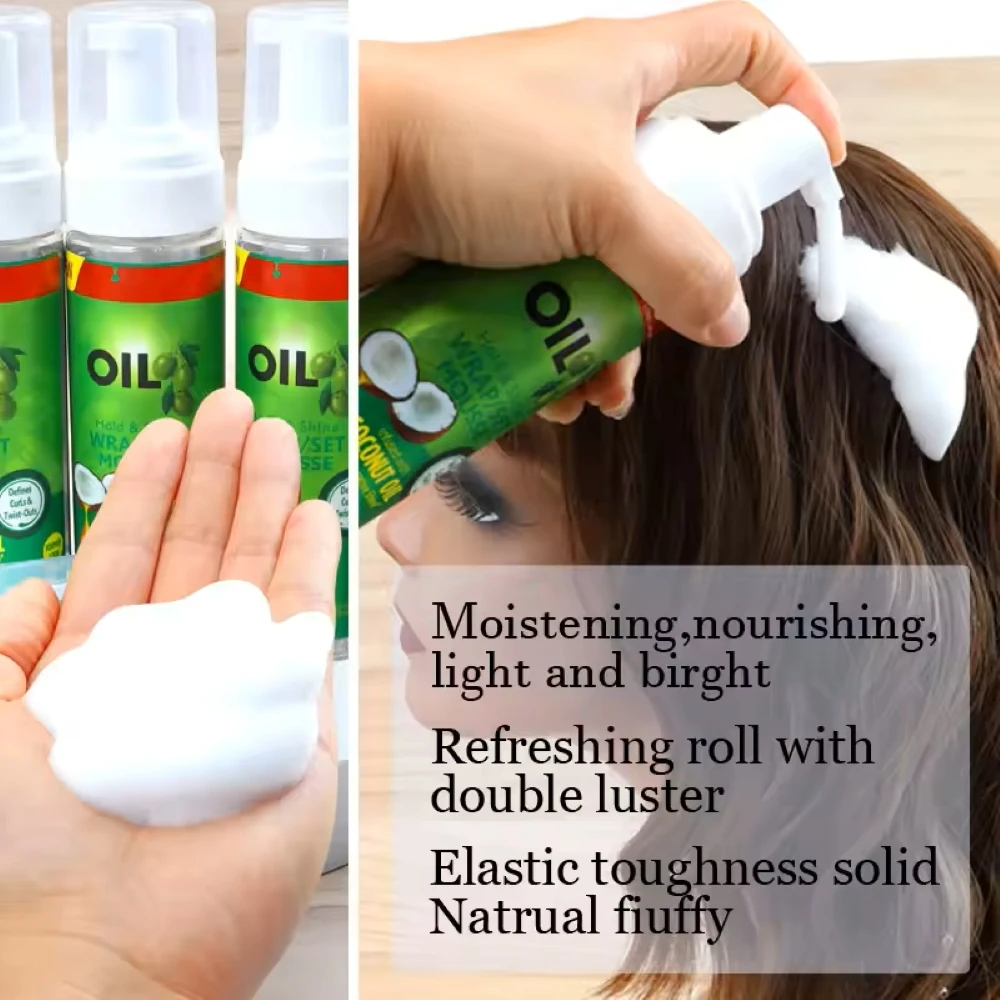 100ml Curly Hair Mousse Strong Hold Olive Oil Hair Styling Foam Anti-Frizz Wig Styling Mousse for Women thumbnail 3