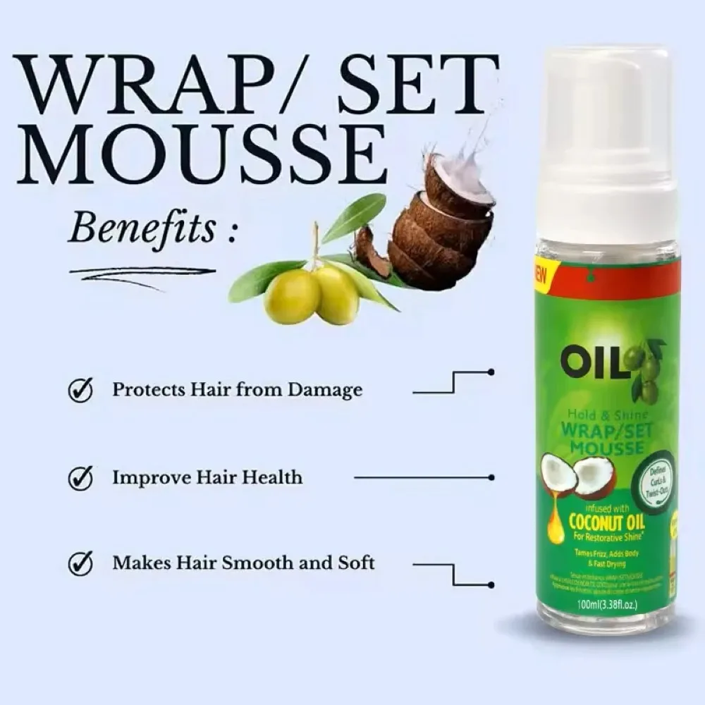 100ml Curly Hair Mousse Strong Hold Olive Oil Hair Styling Foam Anti-Frizz Wig Styling Mousse for Women thumbnail 4