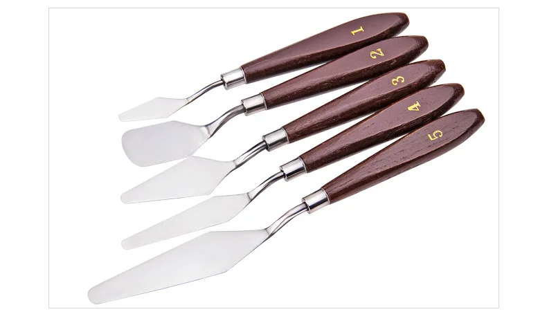 5Pcs/Set Stainless Steel Artist Painting Oil knife Palette Knife Mixed Scraper Set Coloring Spatula Knives thumbnail 2