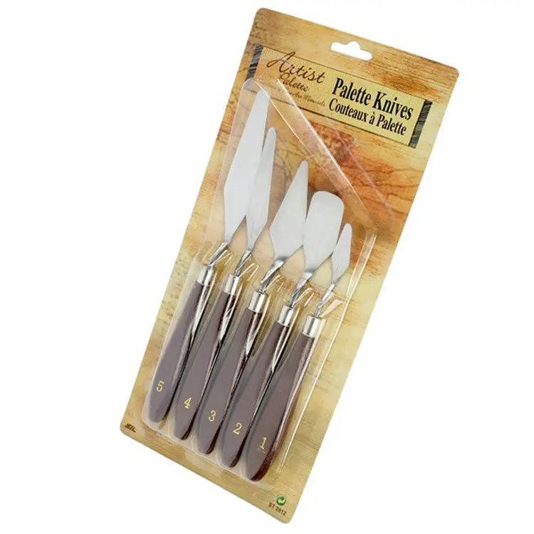 5Pcs/Set Stainless Steel Artist Painting Oil knife Palette Knife Mixed Scraper Set Coloring Spatula Knives thumbnail 5