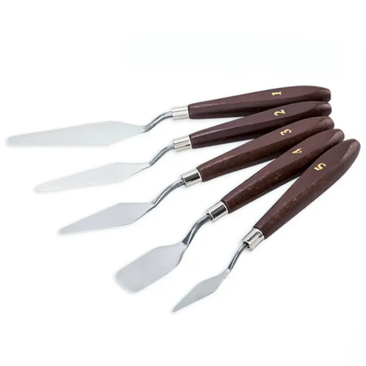 5Pcs/Set Stainless Steel Artist Painting Oil knife Palette Knife Mixed Scraper Set Coloring Spatula Knives thumbnail 4