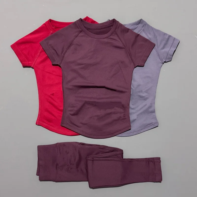 2 Piece Women Solid Color Set Summer Casual Short Sleeve T-Shirt High Waist Long Pants Soft Breathable Tracksuit Daily Outfit thumbnail 4