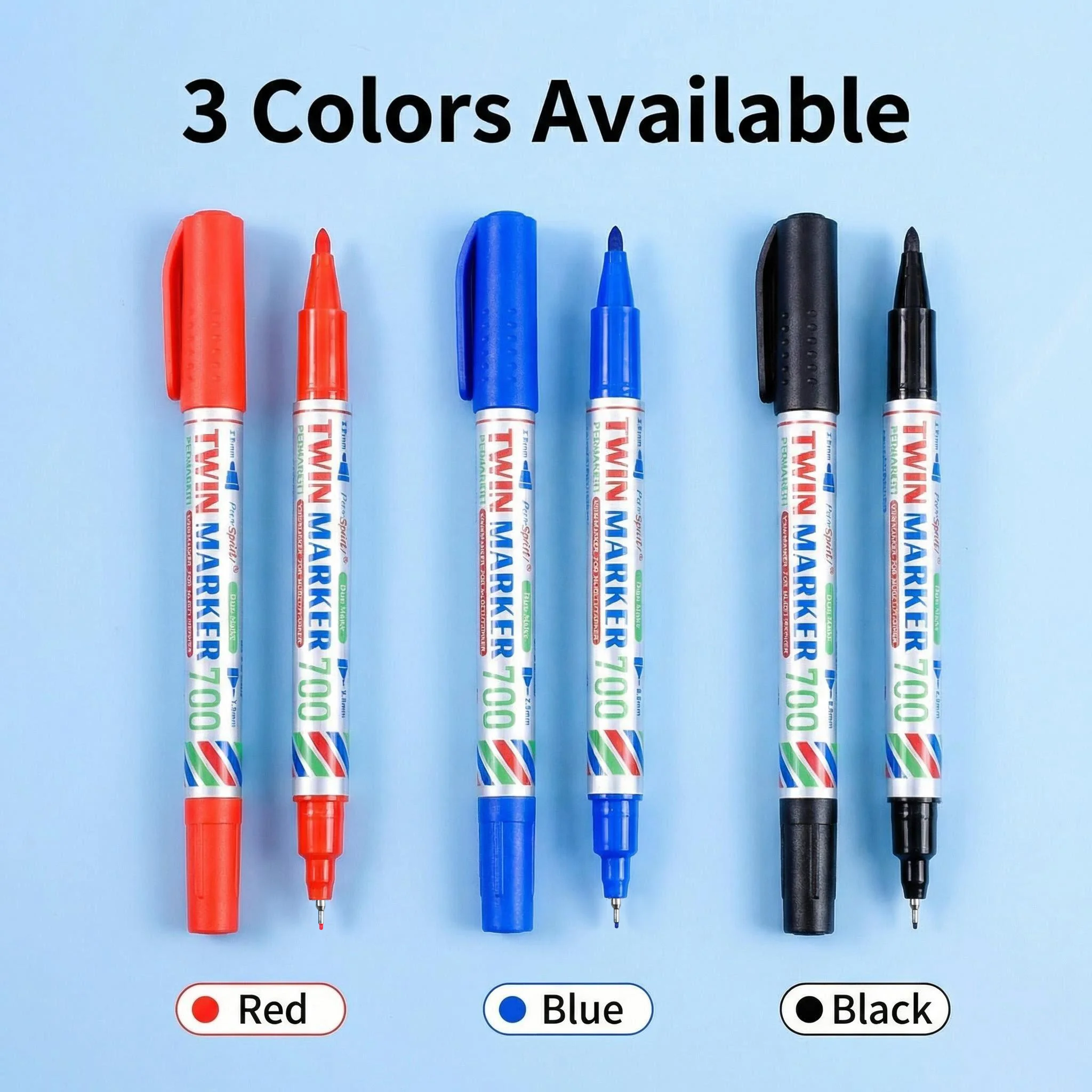 10pcs Twin Tip Permanent Marker 0.9/2.0mm Nib Waterproof Outline Pen Art Drawing Markers for Office,School Industrial Use thumbnail 4