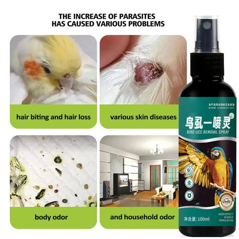 Tick Removal Spray For Birds 100ml Anti Lice Spray For Birds Long Lasting Protection Pet Health Items For Small To Medium-Sized thumbnail 5