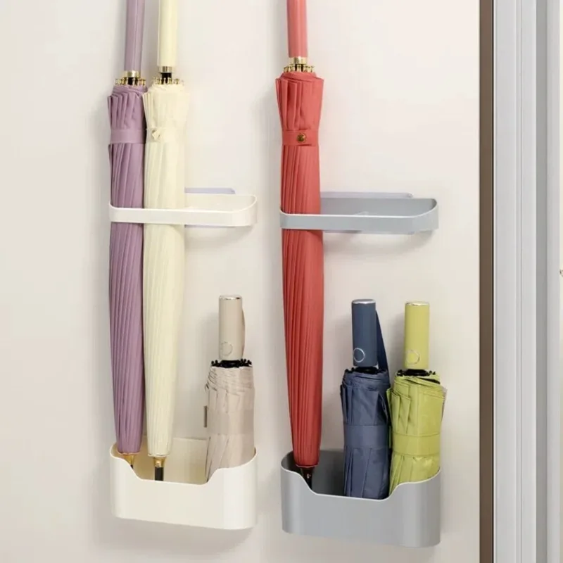 Wall-Mounted Umbrella Stand with Drip Tray Vertical Storage for Long Handle Umbrellas Space-Saving Organizer for Indoor Use thumbnail 5