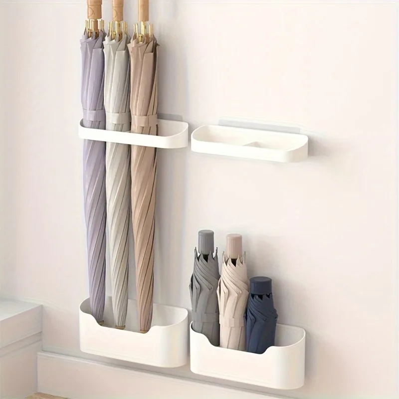 Wall-Mounted Umbrella Stand with Drip Tray Vertical Storage for Long Handle Umbrellas Space-Saving Organizer for Indoor Use thumbnail 4