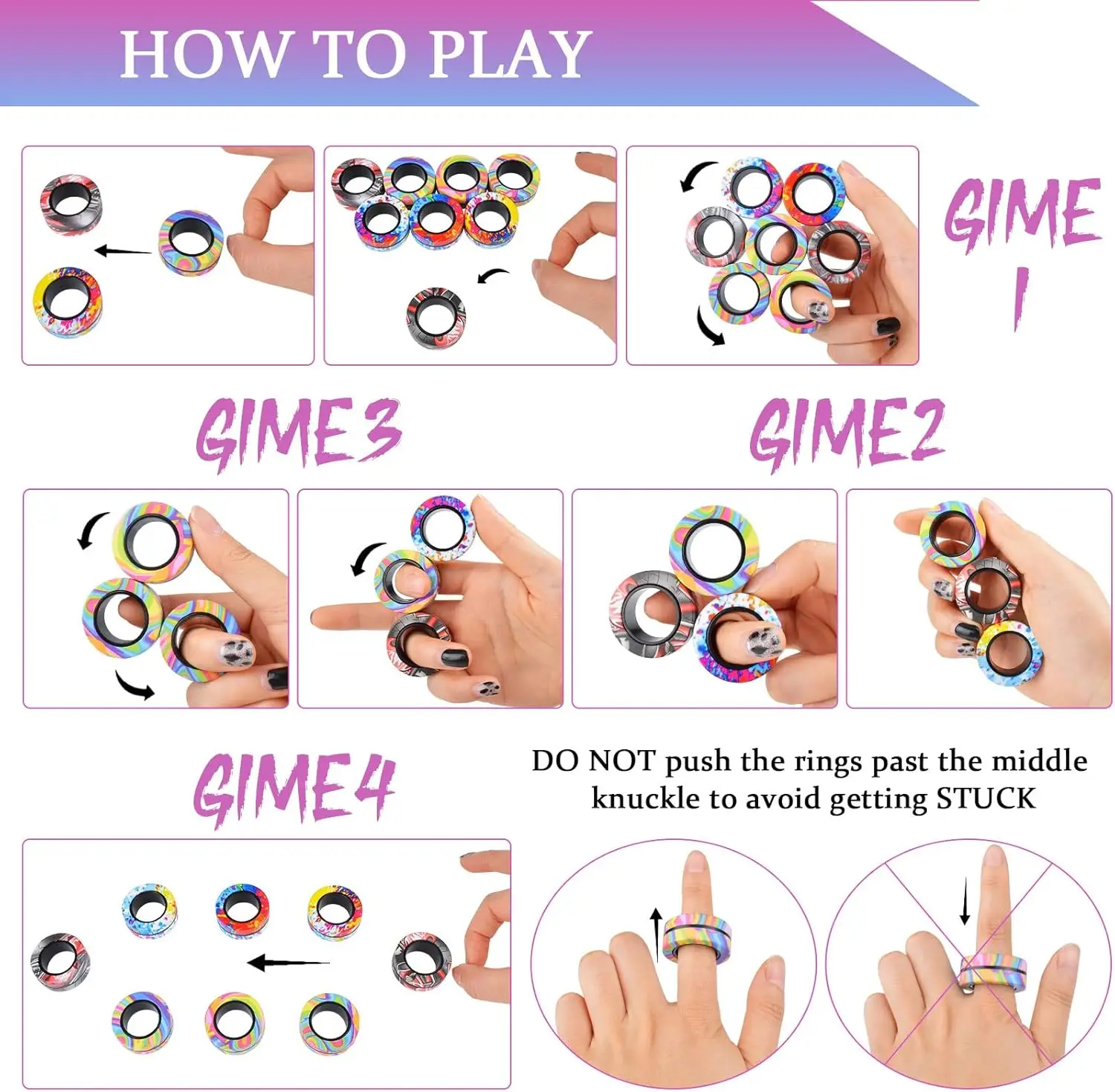 3Pcs Magnetic Finger Rings Fidget Spinner Toys ADHD Relief Stress Toys for Adults Teens Easter Small Gifts thumbnail 5