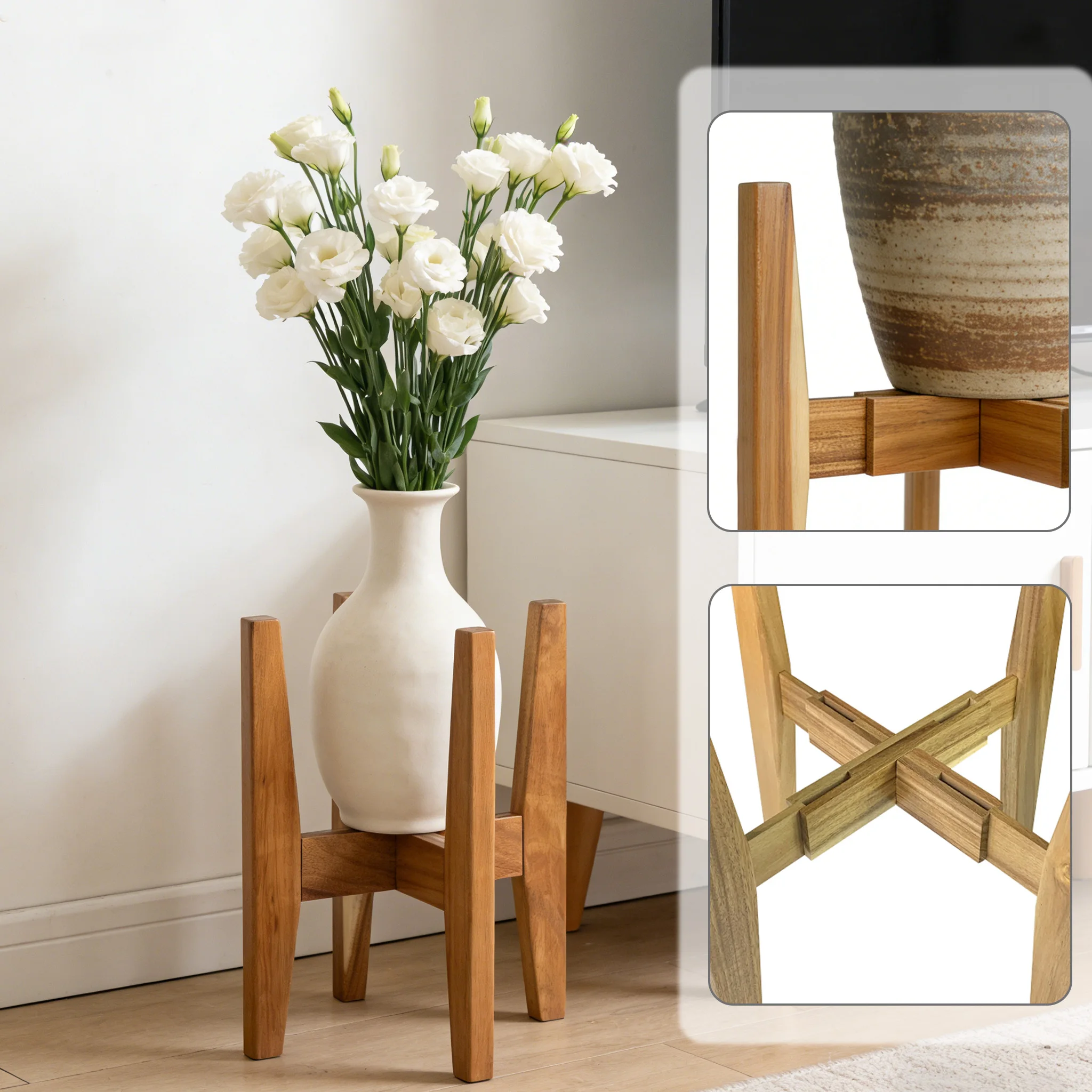 Wooden Flower Stand, Square Plant Stand, Extendable Stand, Bonsai Stand, Home Decor Tray, Flower Pot Display Stand, Home Decor