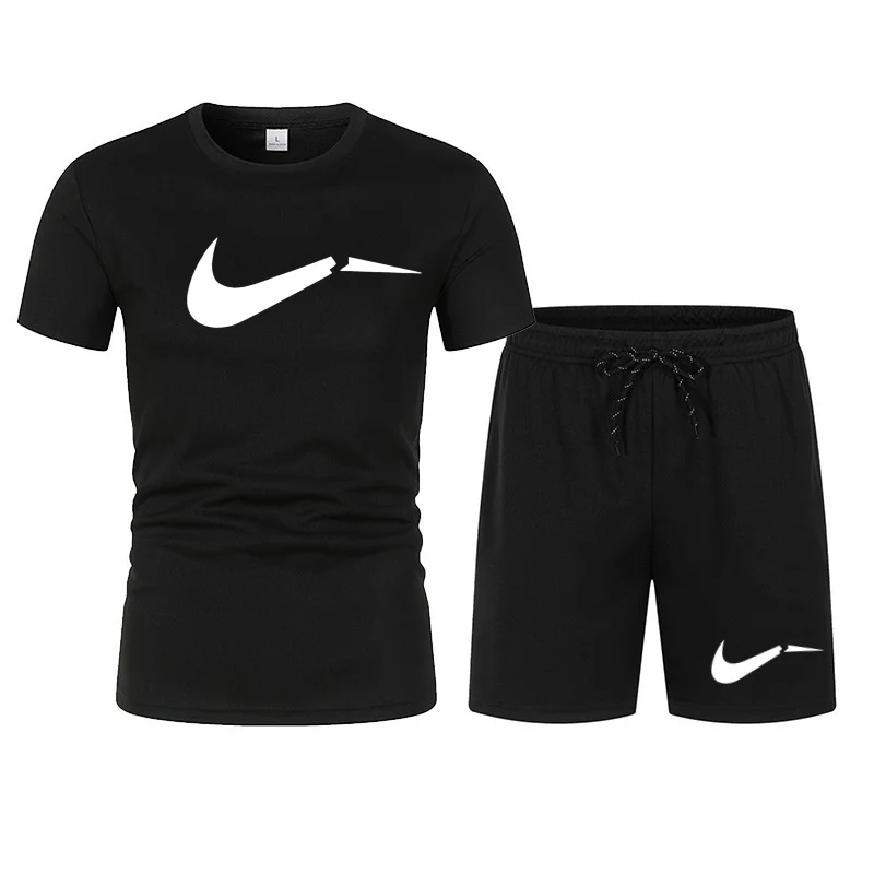 2026 men's summer T-shirt and shorts set, casual and fashionable short sleeved T-shirt combination, breathable sportswear