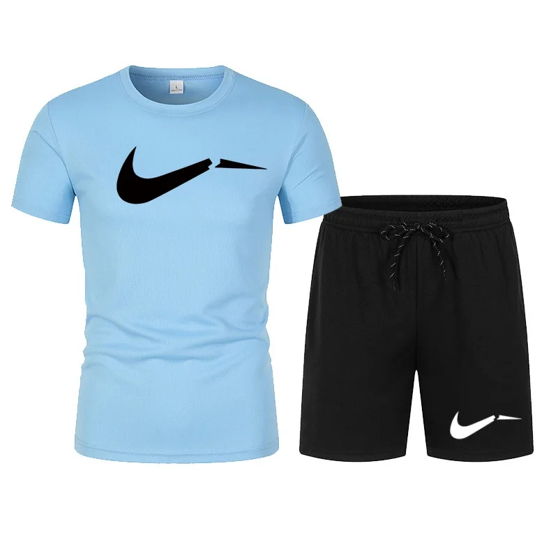 2026 men's summer T-shirt and shorts set, casual and fashionable short sleeved T-shirt combination, breathable sportswear thumbnail 3