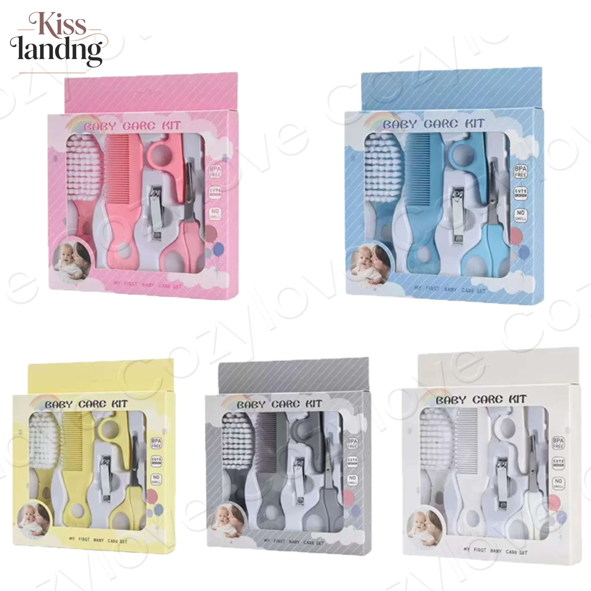 5-in-1 Baby Grooming Kit | Portable Baby Care Set with Brush, Comb, Nail Clippers & Scissors, BPA-Free