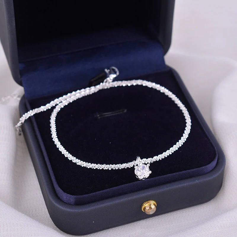 Sparkling Real Moissanite Diamond Cauliflower Chain Anklet 925 Sterling Silver for Women Wedding Fine Jewelry