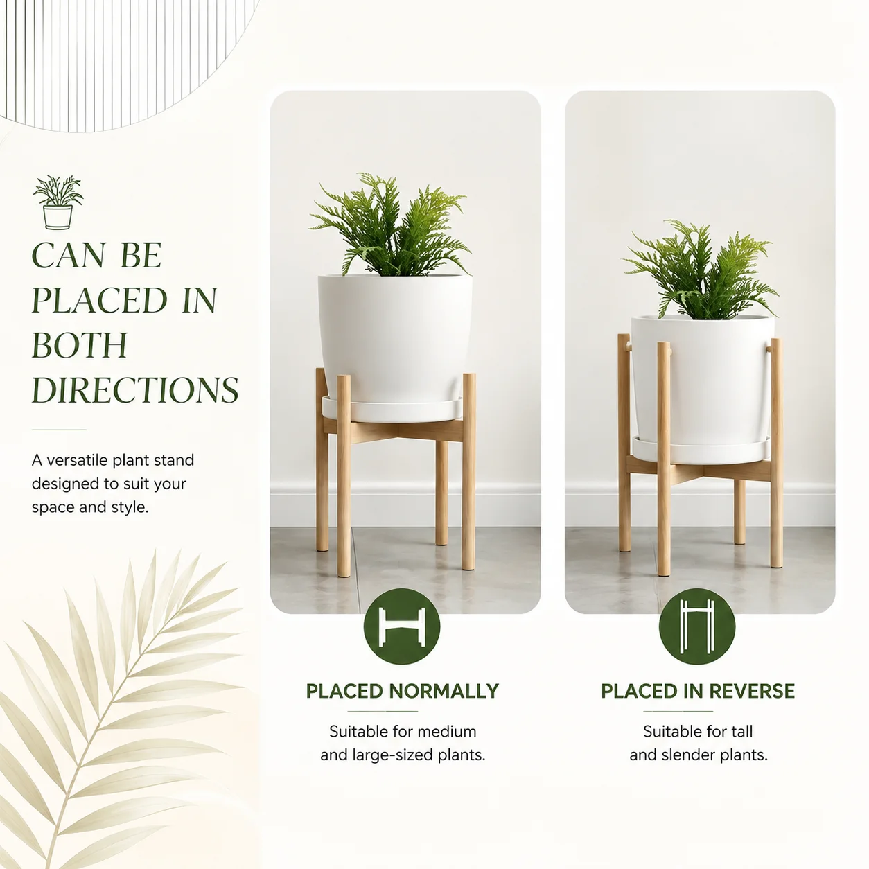 Adjustable Plant Stand - Indoor Natural Wooden Plant Rack Fits 8-12 Inch Pots,for Living Room, Balcony, Patio & Garden thumbnail 4