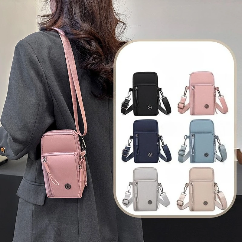 New Women Mobile Phone Bag Nylon Cell Phone Bag Coin Purse Strap Shoulder Bag Small Crossbody Bags for Women Wallet Travel Purse