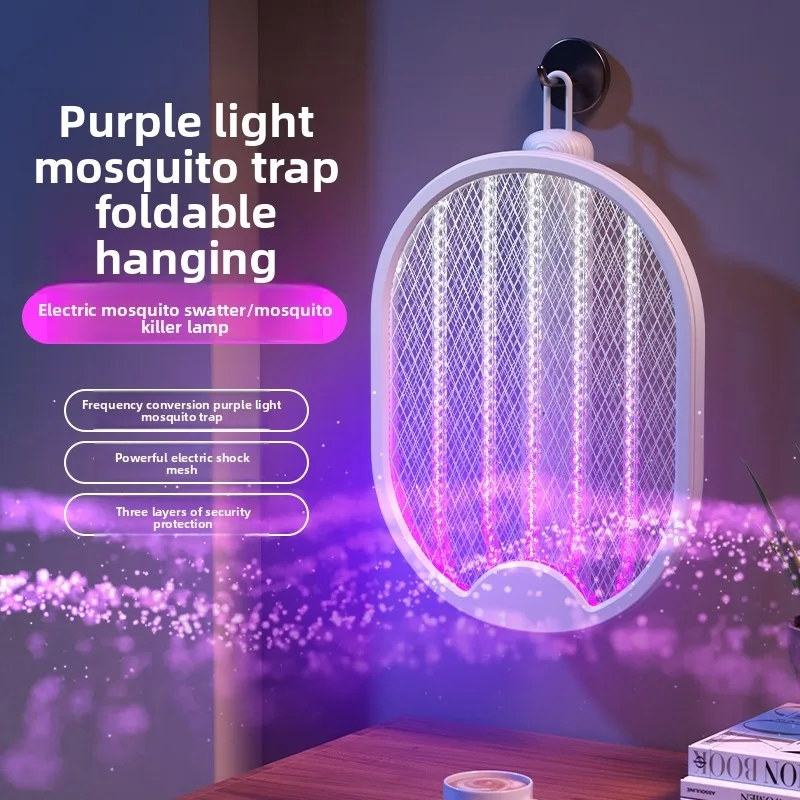 Foldable Electric Mosquito Swatter Mosquito Killer with UV Light USB Rechargeable Electric Bug Zapper Fly Bat Insect Swatter thumbnail 3