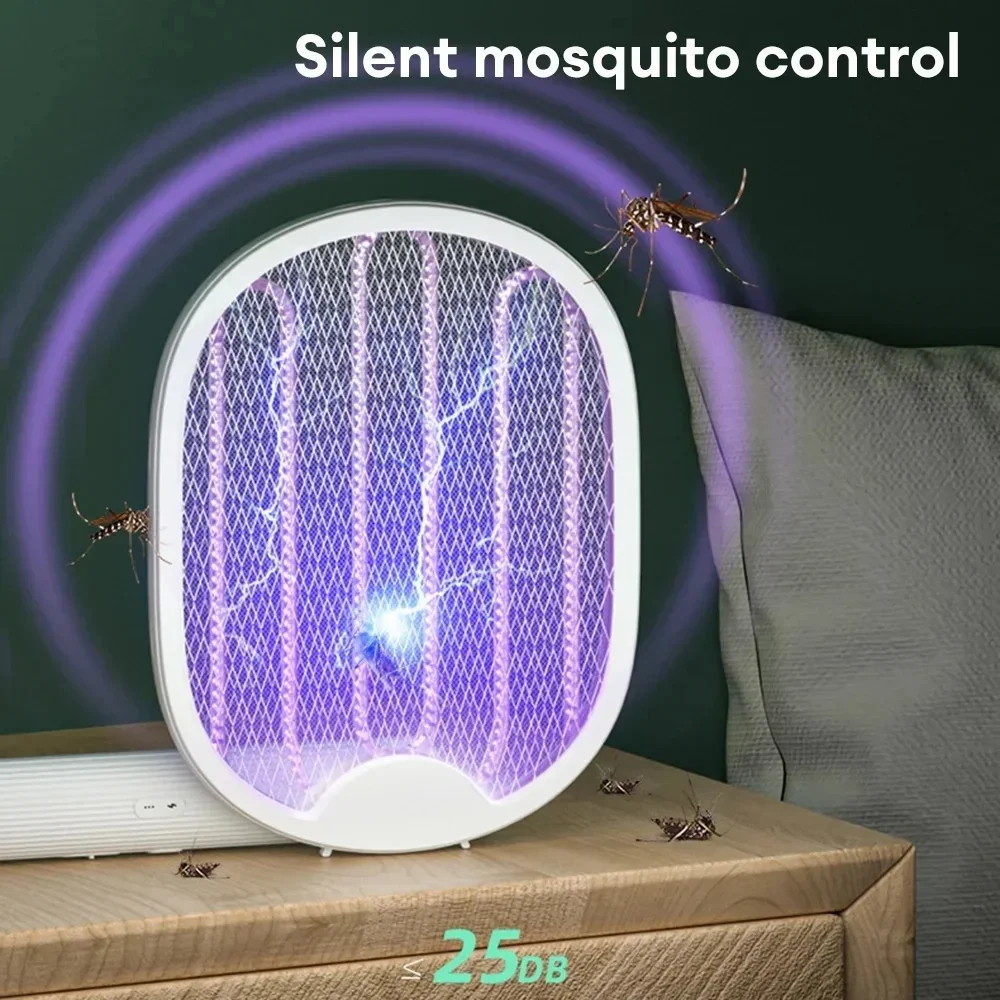Foldable Electric Mosquito Swatter Mosquito Killer with UV Light USB Rechargeable Electric Bug Zapper Fly Bat Insect Swatter thumbnail 6