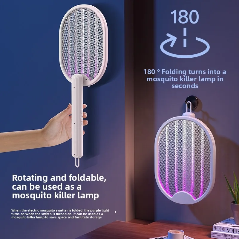 Foldable Electric Mosquito Swatter Mosquito Killer with UV Light USB Rechargeable Electric Bug Zapper Fly Bat Insect Swatter thumbnail 4