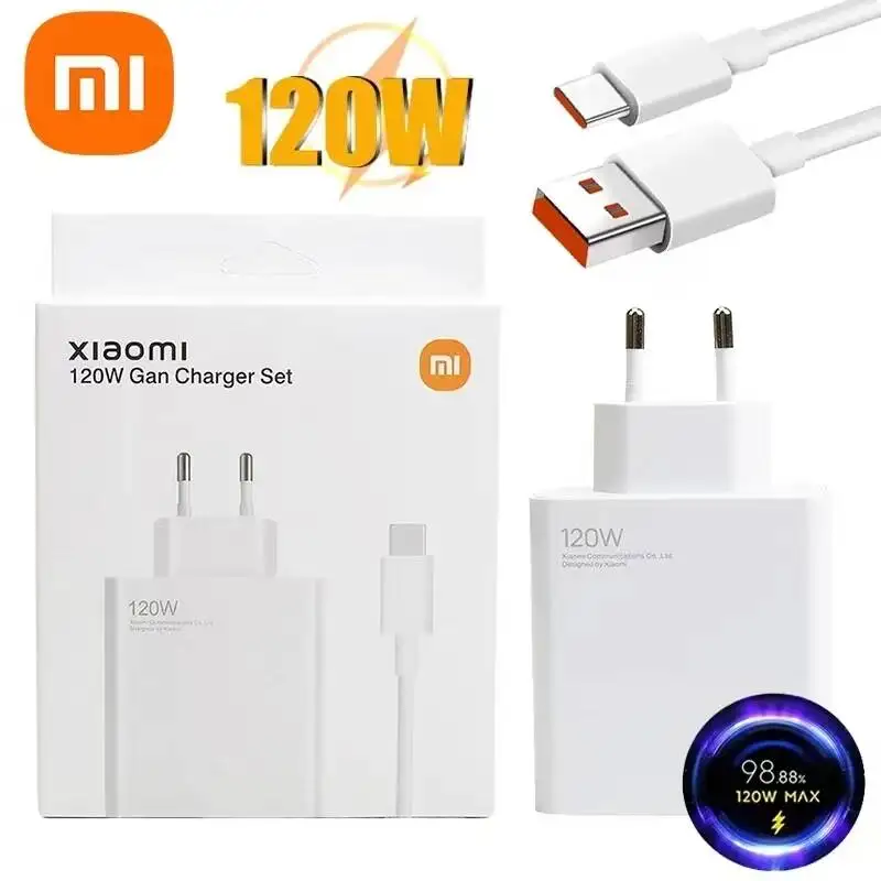 Xiaomi 120W Original Super Fast Charger 6A 5.0 Type-C USB Turbo Charging Cable With EU/US/UK Adapter Iphone Android thumbnail 2