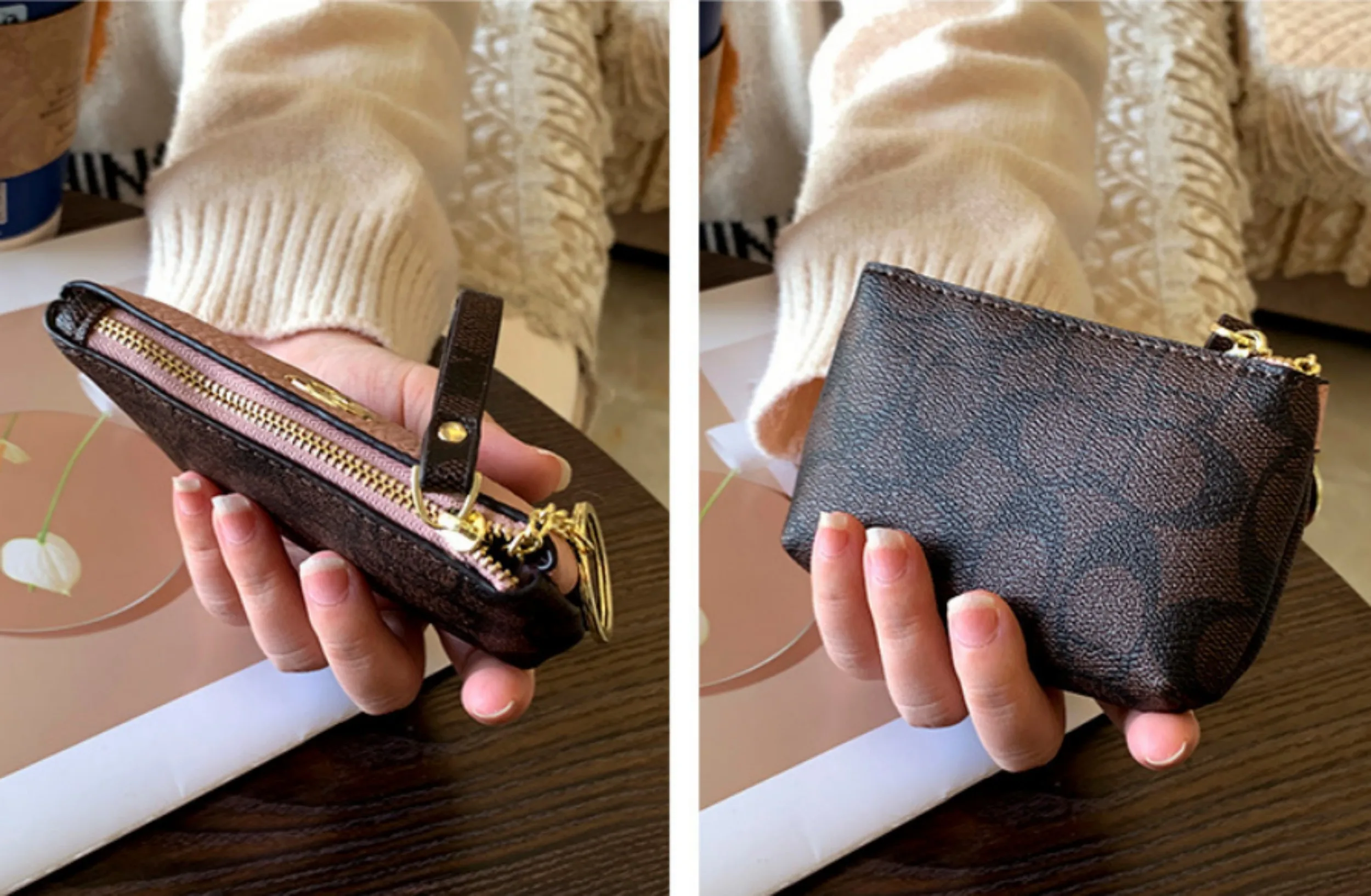 2026 New Classic Old Flower Small Wallet, Women's Mini Wallet, Coin Small Bag, Change Bag, Leather Wallet, Storage Bag, Card Bag thumbnail 5