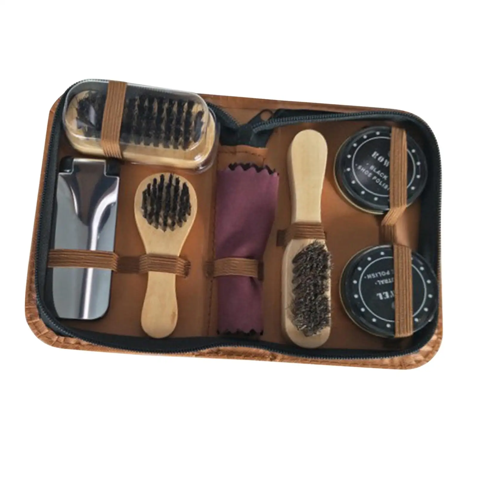 Shoe Shine Care Kits Portable Shoe Polish Brush Set with Shoehorn and Sponge for Men’s and Women’s Footwear