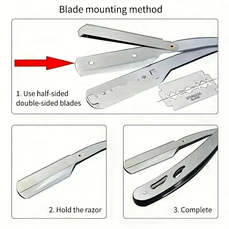 Shaving Razor Face Manual Shaves Blades Foldable Straight  Safety Razor Men Stainless Steel Care Body Face Hair Removal Knife thumbnail 3