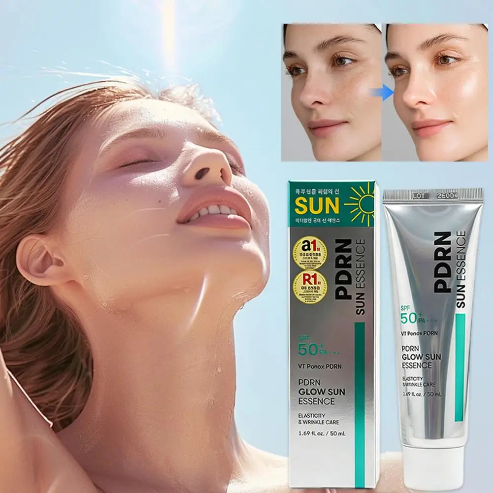 PDRN Sun Cream SPF 50+ PA++++ 50ml Glow Sunscreen For Face Sunblock Deeply Hydrates Repairing Facial Cream Skin Care thumbnail 4