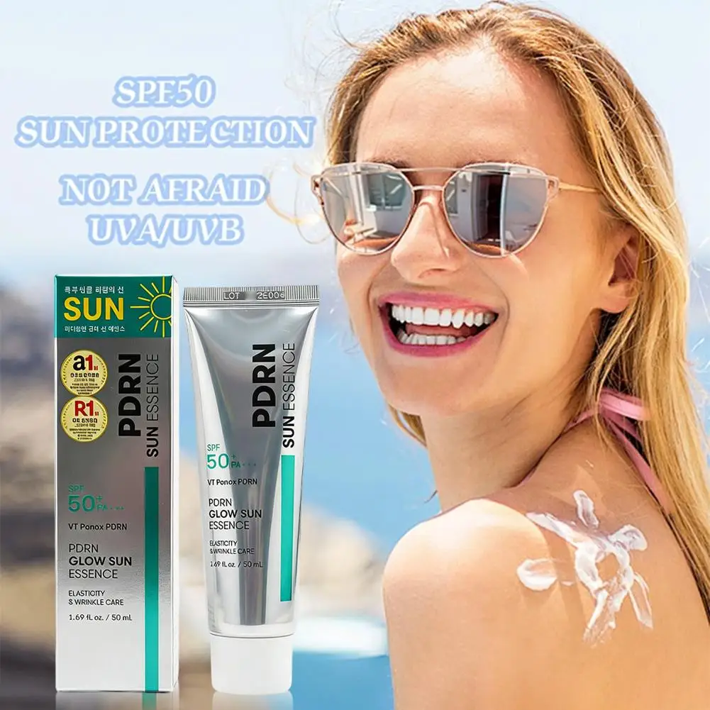 PDRN Sun Cream SPF 50+ PA++++ 50ml Glow Sunscreen For Face Sunblock Deeply Hydrates Repairing Facial Cream Skin Care