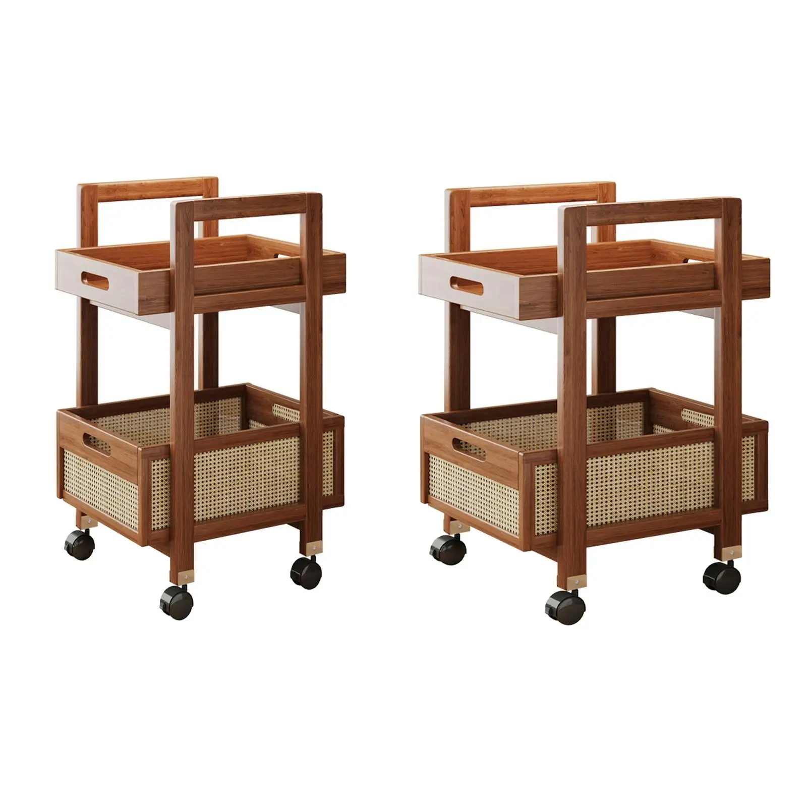 2 Tier Rolling Utility Cart Couch End Table Multifunctional Coffee Table Storage Organizer for Office Kitchen Living Room Home thumbnail 4
