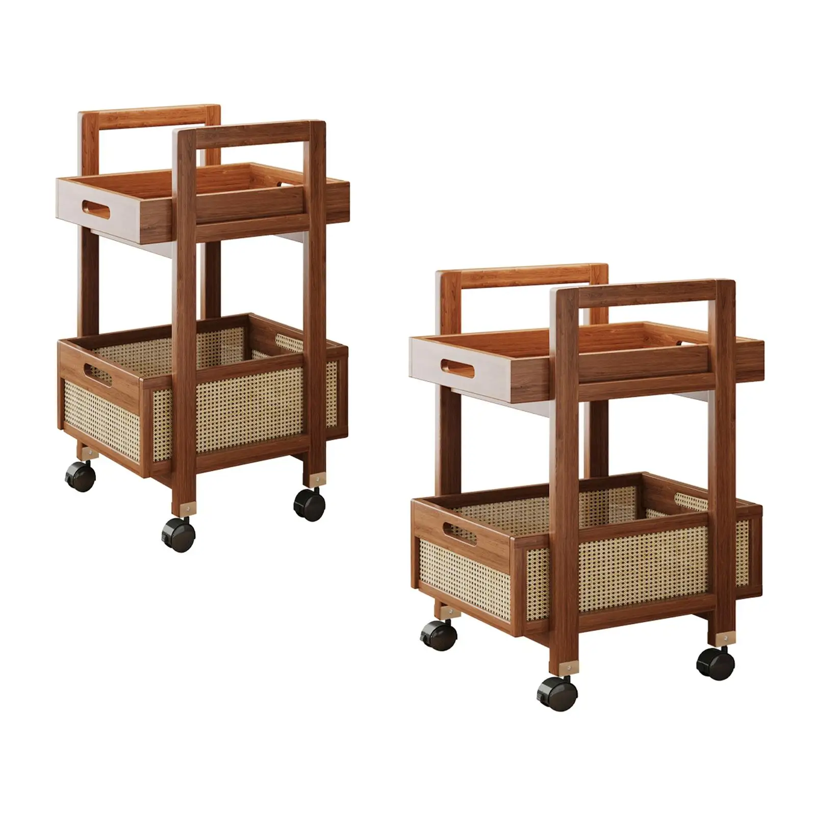2 Tier Rolling Utility Cart Couch End Table Multifunctional Coffee Table Storage Organizer for Office Kitchen Living Room Home thumbnail 5
