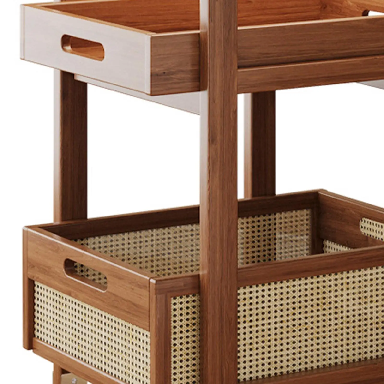 2 Tier Rolling Utility Cart Couch End Table Multifunctional Coffee Table Storage Organizer for Office Kitchen Living Room Home