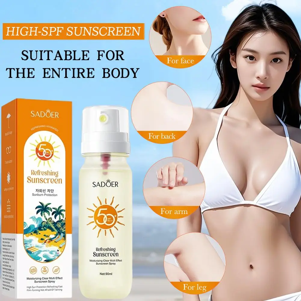 90ml Refreshing Hydrating Sunscreen Spray SPF50 PA++++, Multi-effect Face & Body Sun Protection Spray for Daily Outdoor Use thumbnail 3