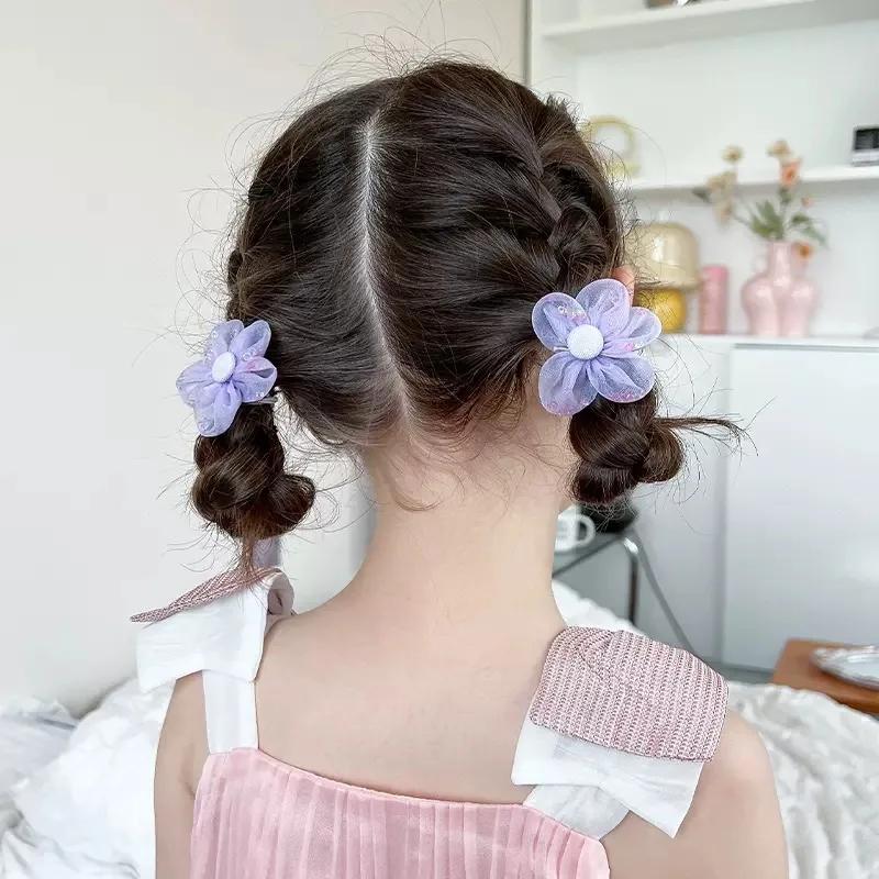 10Pcs Children's mesh flower hair loop with good elasticity, baby tie headband, princess headwear, cute girl elastic band thumbnail 6