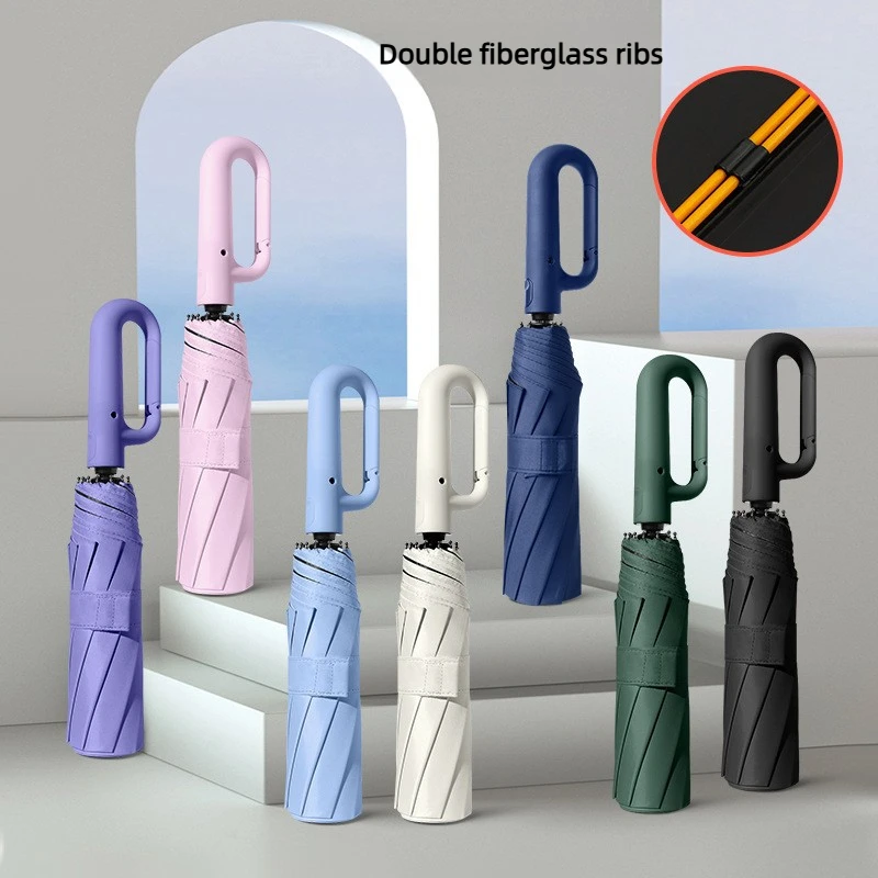 Ring Buckle Design 20 Rib Fully Automatic Umbrella for Men Folding Extra Large Strong Strong WOMEN'S Sunshade Double Umbrella