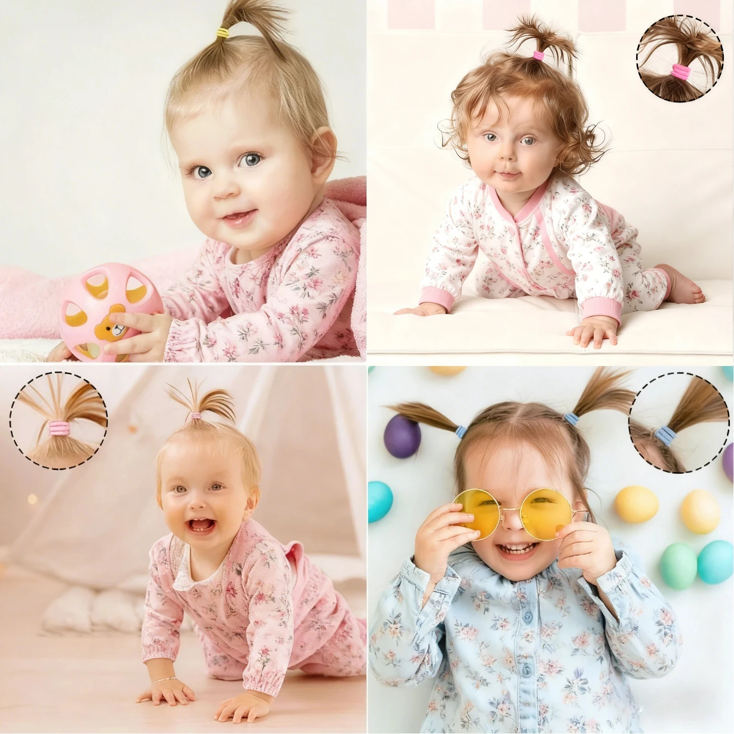 200PCS Baby Toddler Hair Ties Multicolors Elastic Hair Ties 2cm in Diameter No Crease Finger Hair Elastics Small Ponytail Holder thumbnail 4