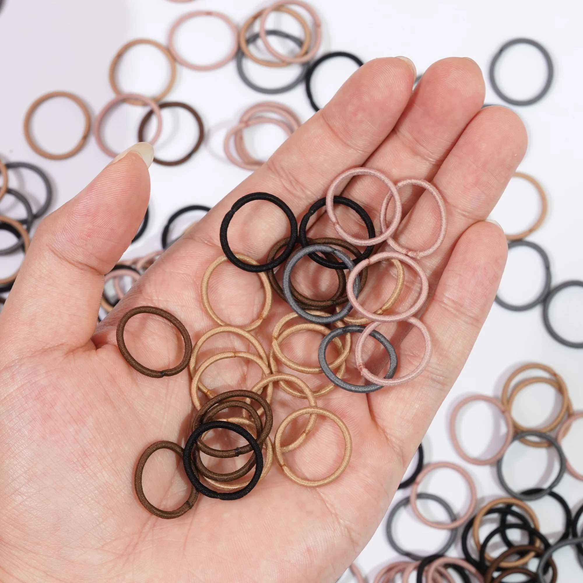 200PCS Baby Toddler Hair Ties Multicolors Elastic Hair Ties 2cm in Diameter No Crease Finger Hair Elastics Small Ponytail Holder thumbnail 5