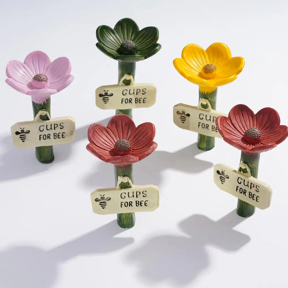 Cute Flower Shaped Bee Watering Station Outdoor Garden Resin Butterfly Feeder Insect Drinking Bowl For Yard Decoration thumbnail 5