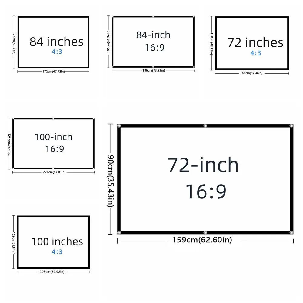 Polyester Projector Screen Video Equipments HD Video Foldable Projection Screen 72/84/100inch 16:9 Folding Soft Screen Outdoor thumbnail 6