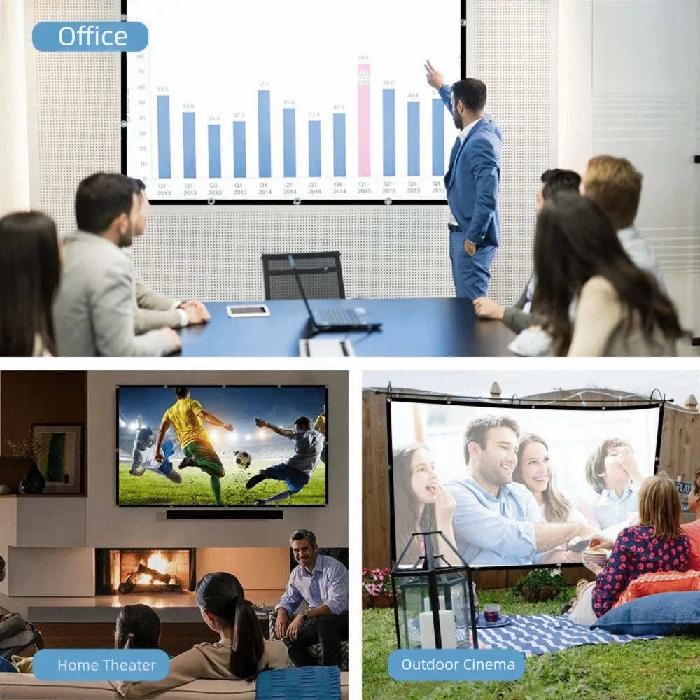 Polyester Projector Screen Video Equipments HD Video Foldable Projection Screen 72/84/100inch 16:9 Folding Soft Screen Outdoor thumbnail 3