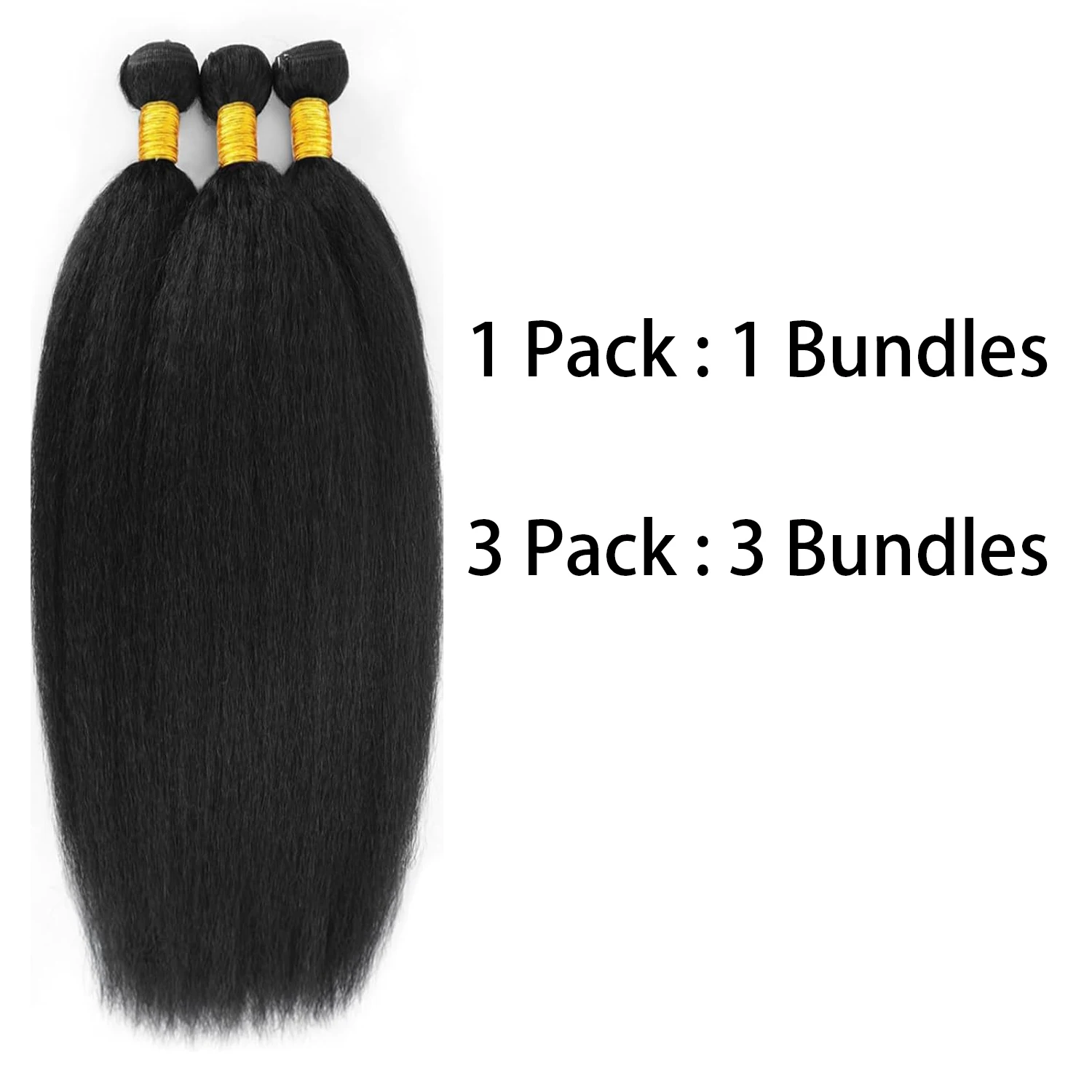 Kinky Straight Bundles 14/16/18 Inch Yaki Straight Bundles Kinkystraight  BundlesVirgin For Black Women Black Synthetic thumbnail 4