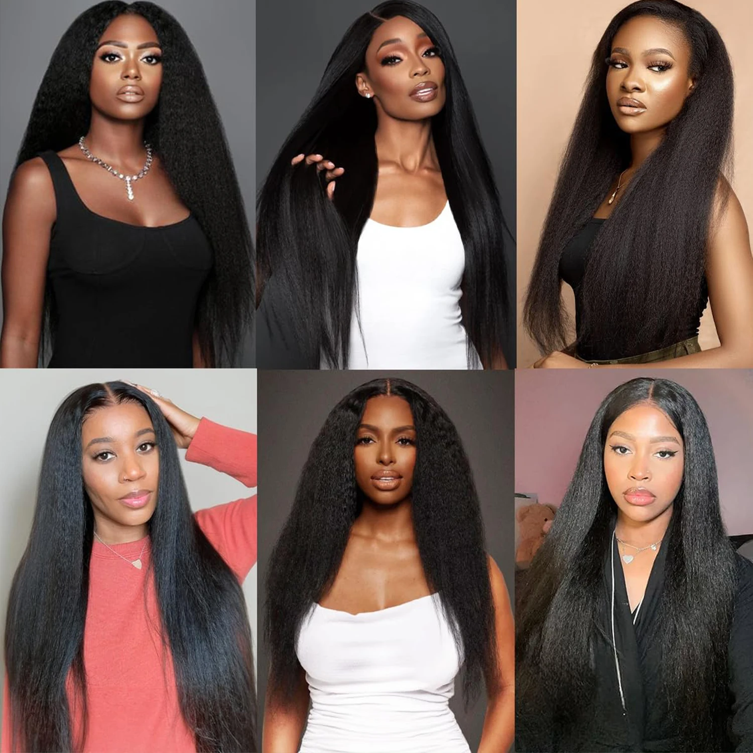 Kinky Straight Bundles 14/16/18 Inch Yaki Straight Bundles Kinkystraight  BundlesVirgin For Black Women Black Synthetic thumbnail 5