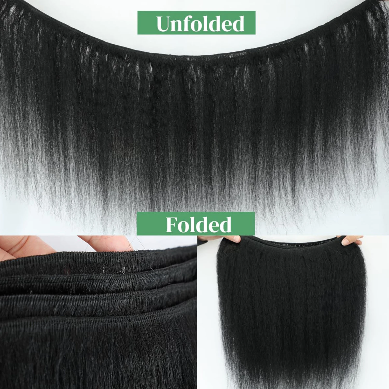 Kinky Straight Bundles 14/16/18 Inch Yaki Straight Bundles Kinkystraight  BundlesVirgin For Black Women Black Synthetic thumbnail 3
