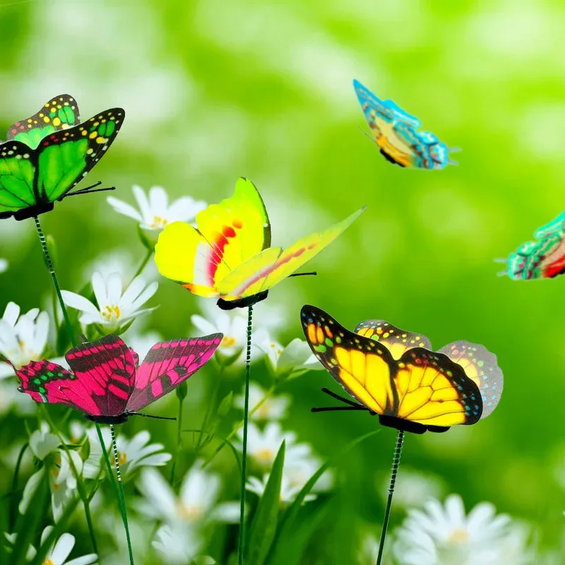 5-50Pcs Craft Butterfly Stakes Decor Butterfly Stakes PVC Colorful Butterfly Stakes Outdoor Yard Garden Flower Pot Decoration thumbnail 4