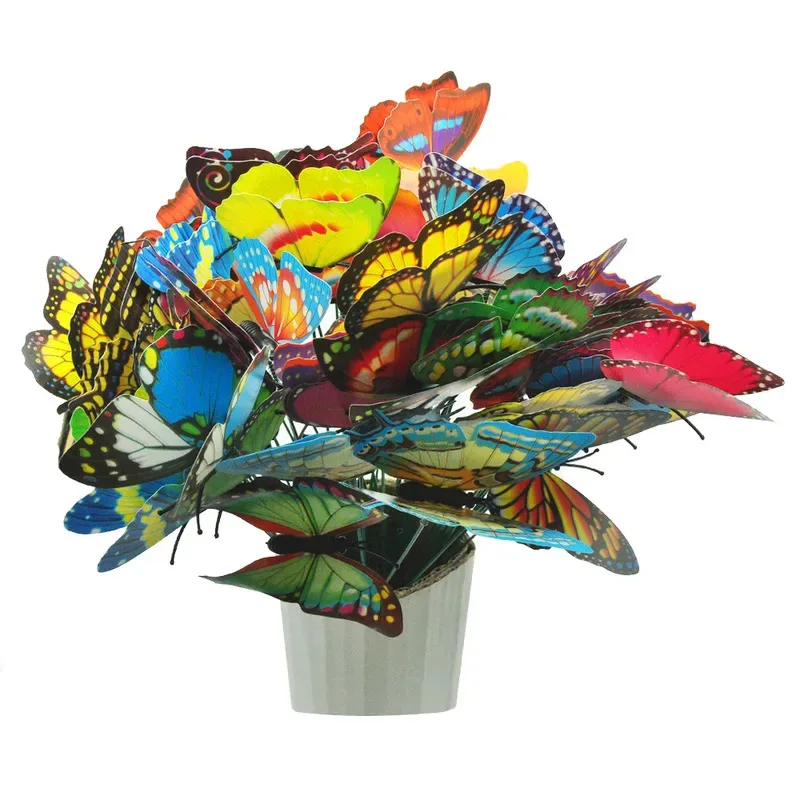 5-50Pcs Craft Butterfly Stakes Decor Butterfly Stakes PVC Colorful Butterfly Stakes Outdoor Yard Garden Flower Pot Decoration thumbnail 2