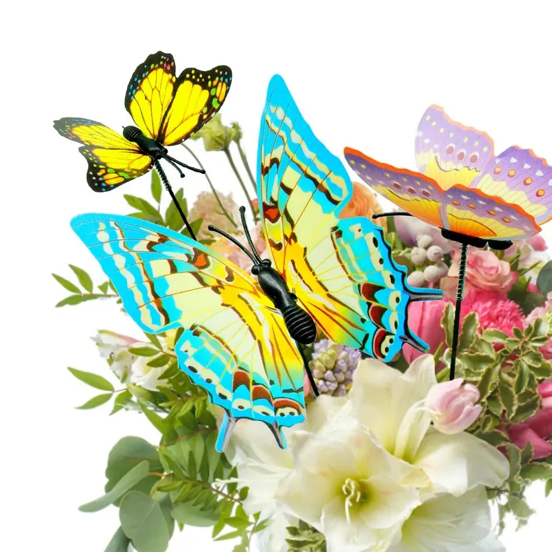 5-50Pcs Craft Butterfly Stakes Decor Butterfly Stakes PVC Colorful Butterfly Stakes Outdoor Yard Garden Flower Pot Decoration thumbnail 3