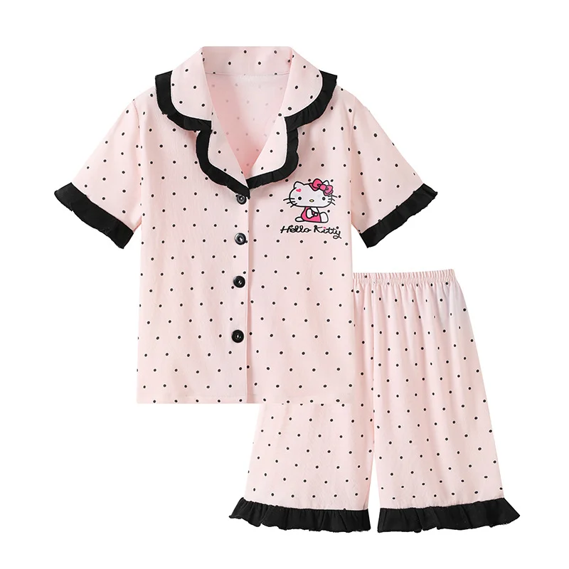 2026 Summer Girls Pajamas Thin Short Sleeve Shorts Set Cute Baby Home Wear Korean Style Kids Sleepwear thumbnail 5