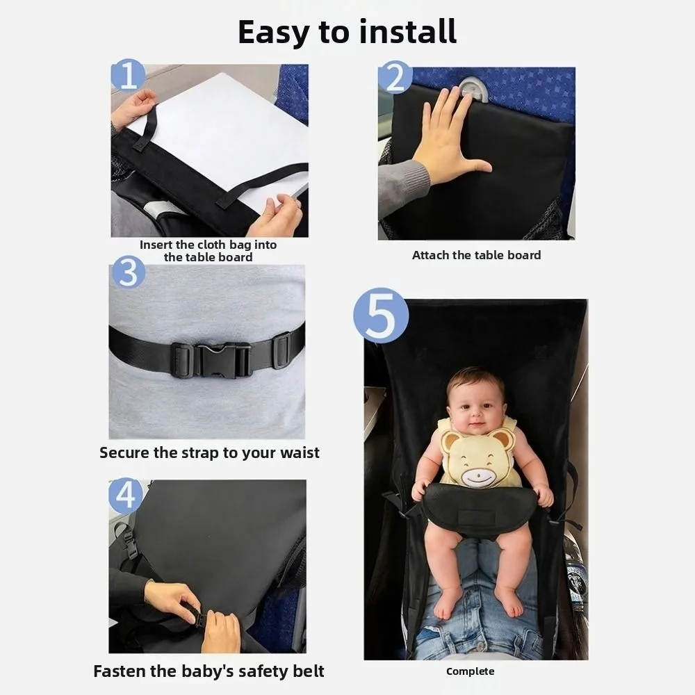 Portable Kids Airplane Seat Extender Breathable Adjustable Foldable Flying Bed Comfortable with Side Pocket Toddler Travel Bed thumbnail 6