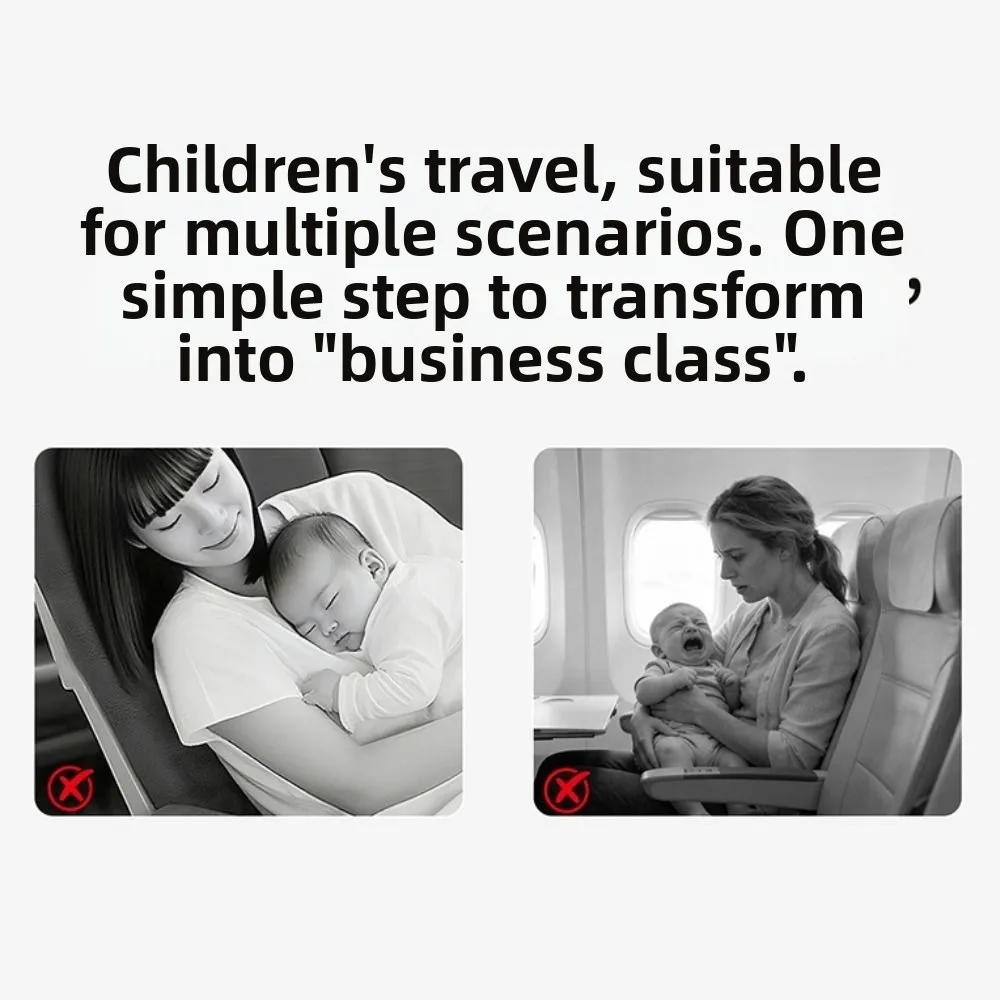 Portable Kids Airplane Seat Extender Breathable Adjustable Foldable Flying Bed Comfortable with Side Pocket Toddler Travel Bed thumbnail 4