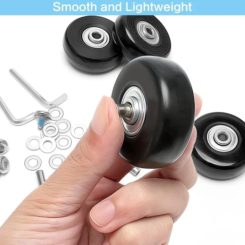 4 PCS 50x18mm Luggage Suitcase Replacement Wheels, Rubber Luggage Wheel Repair Kit Heavy Duty Suitcase Wheels Replacement(Black)