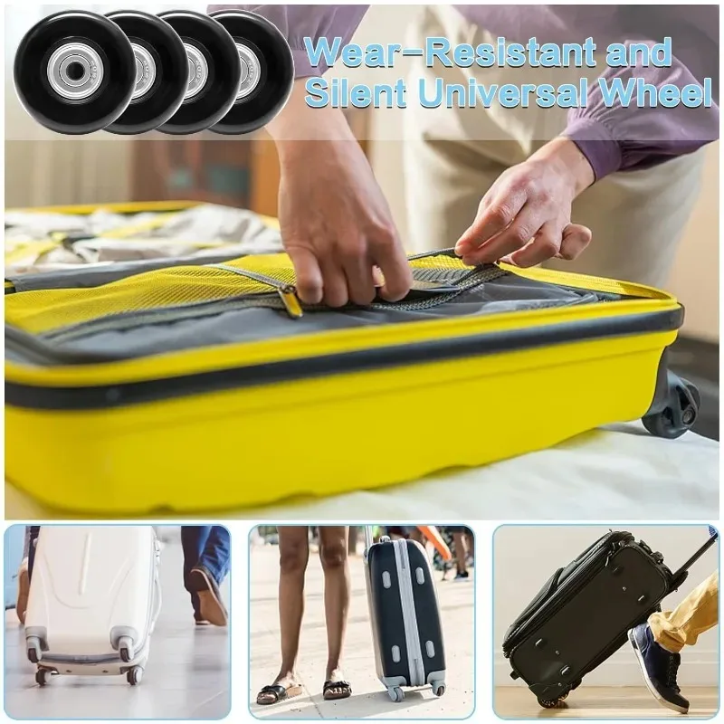 4 PCS 50x18mm Luggage Suitcase Replacement Wheels, Rubber Luggage Wheel Repair Kit Heavy Duty Suitcase Wheels Replacement(Black) thumbnail 6