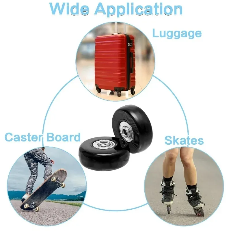4 PCS 50x18mm Luggage Suitcase Replacement Wheels, Rubber Luggage Wheel Repair Kit Heavy Duty Suitcase Wheels Replacement(Black) thumbnail 5